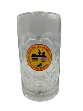 German-American Wander Club Nurnberg Glass Beer Stein Mug 0.5L Embossed Handle